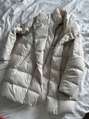 Zara Cream Quilted Puffer Coat
